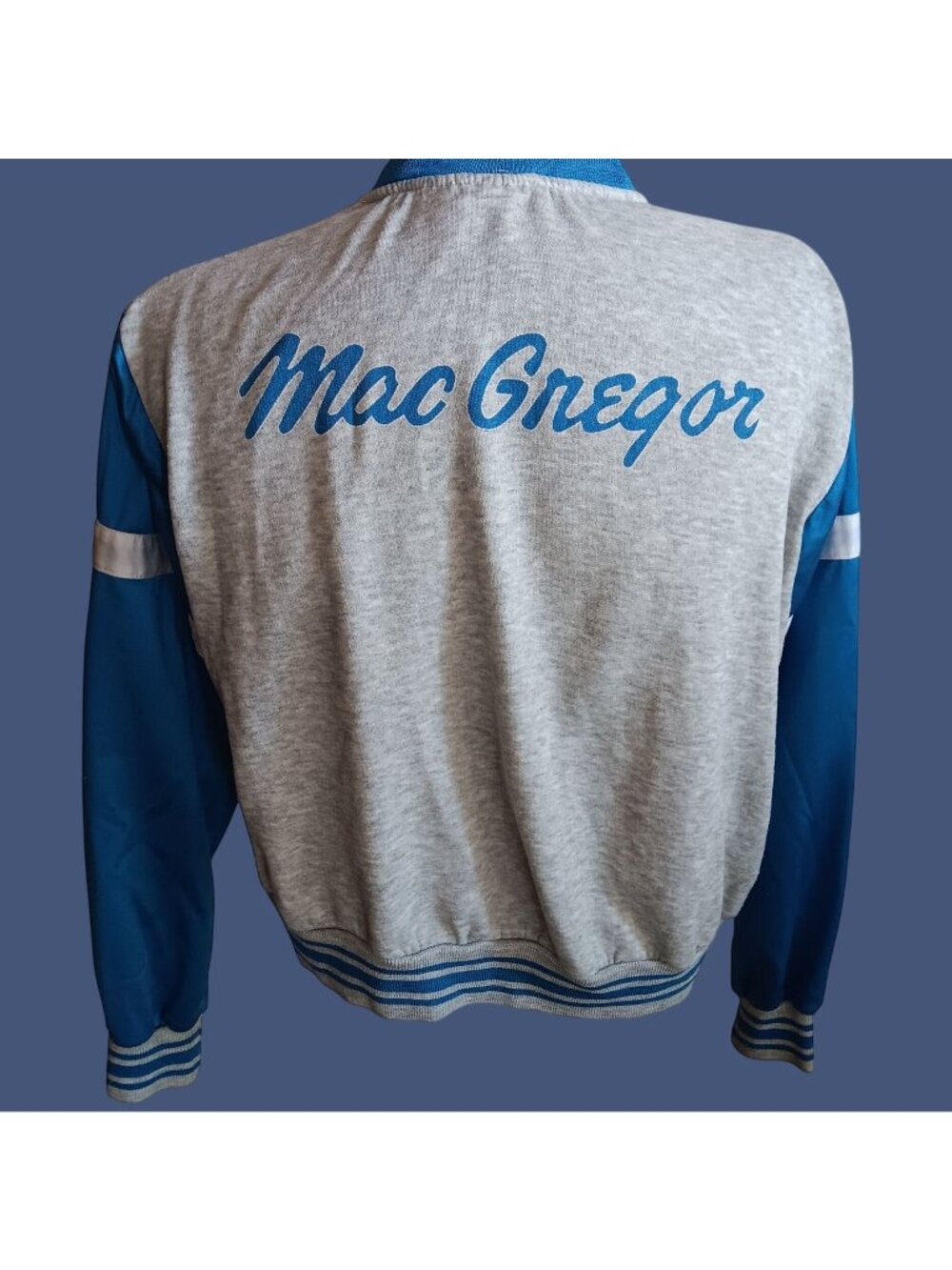 Large True Vintage MacGregor Jacket Spellout Varsity 1980's Rayon Blend Ringer